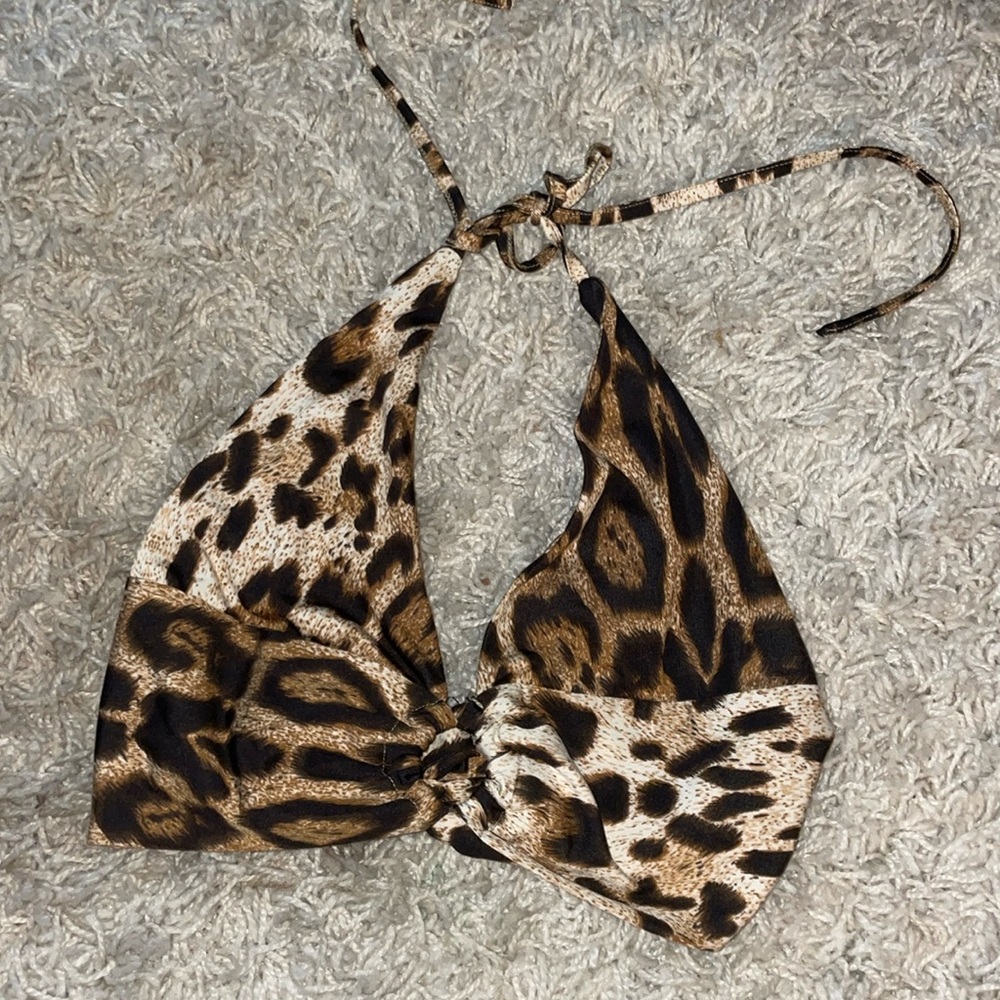 leopard print plunge halter top